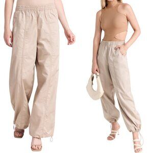 New Agolde Dakota Track Pant In Truffle Size Large Wide Leg Cotton Lightweight
